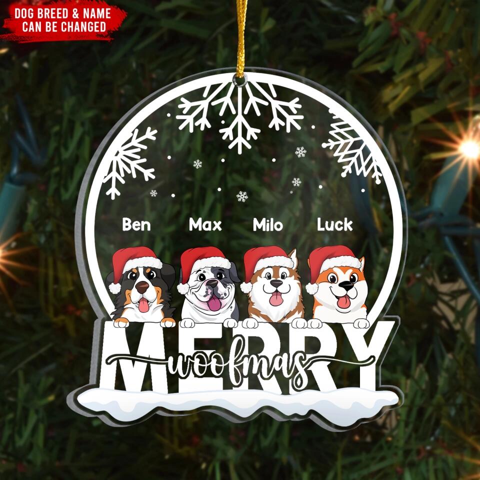 Personalized Dog Ornament - Christmas Decoration - Christmas Gift - Dog Lovers Gift - Personalized Merry Woofmas Acrylic Ornament