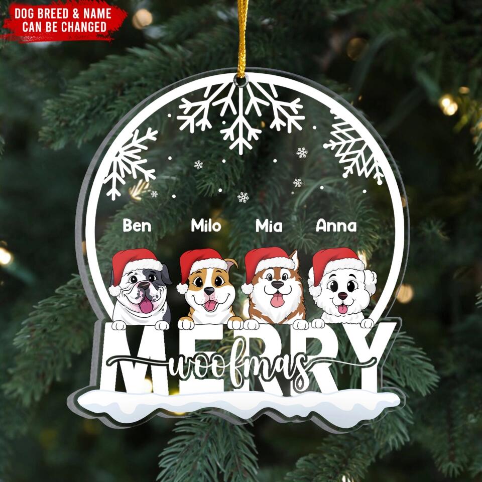 Personalized Dog Ornament - Christmas Decoration - Christmas Gift - Dog Lovers Gift - Personalized Merry Woofmas Acrylic Ornament