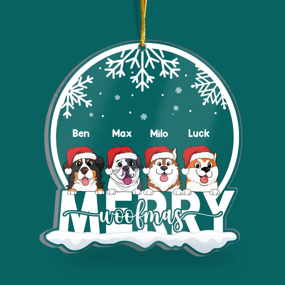 Personalized Dog Ornament - Christmas Decoration - Christmas Gift - Dog Lovers Gift - Personalized Merry Woofmas Acrylic Ornament