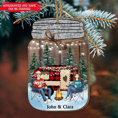 Couple Camping Christmas - Personalized Wooden Ornament, Christmas Gift For Camping Lovers