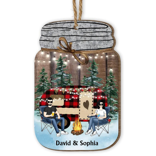 Couple Camping Christmas - Personalized Wooden Ornament, Christmas Gift For Camping Lovers