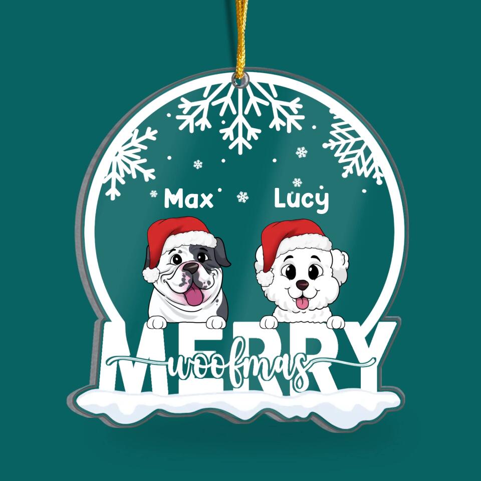 Personalized Dog Ornament - Christmas Decoration - Christmas Gift - Dog Lovers Gift - Personalized Merry Woofmas Acrylic Ornament