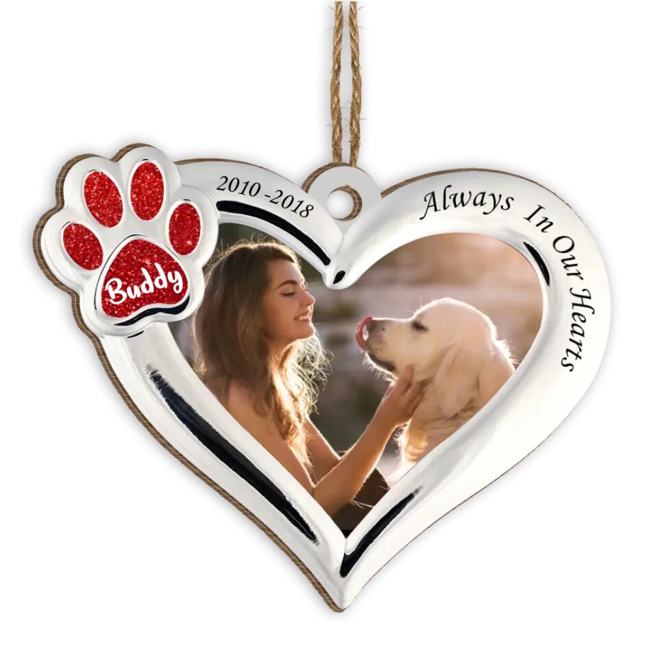 Always  in Our Hearts , Memorial  Dog  Christmas  - Personalized  Ornament, Gift  For  Dog  Lover