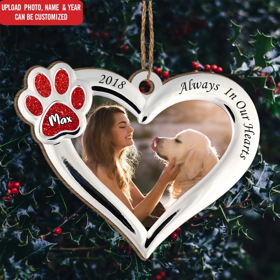 Always  in Our Hearts , Memorial  Dog  Christmas  - Personalized  Ornament, Gift  For  Dog  Lover