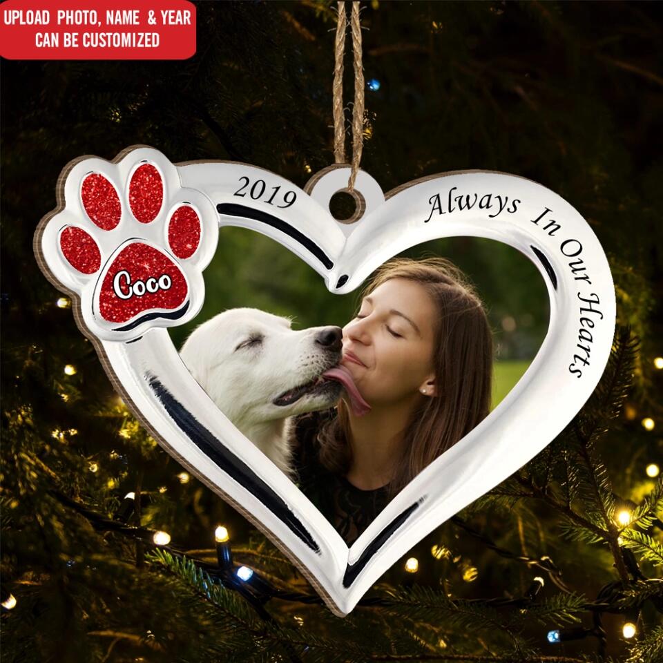 Always  in Our Hearts , Memorial  Dog  Christmas  - Personalized  Ornament, Gift  For  Dog  Lover