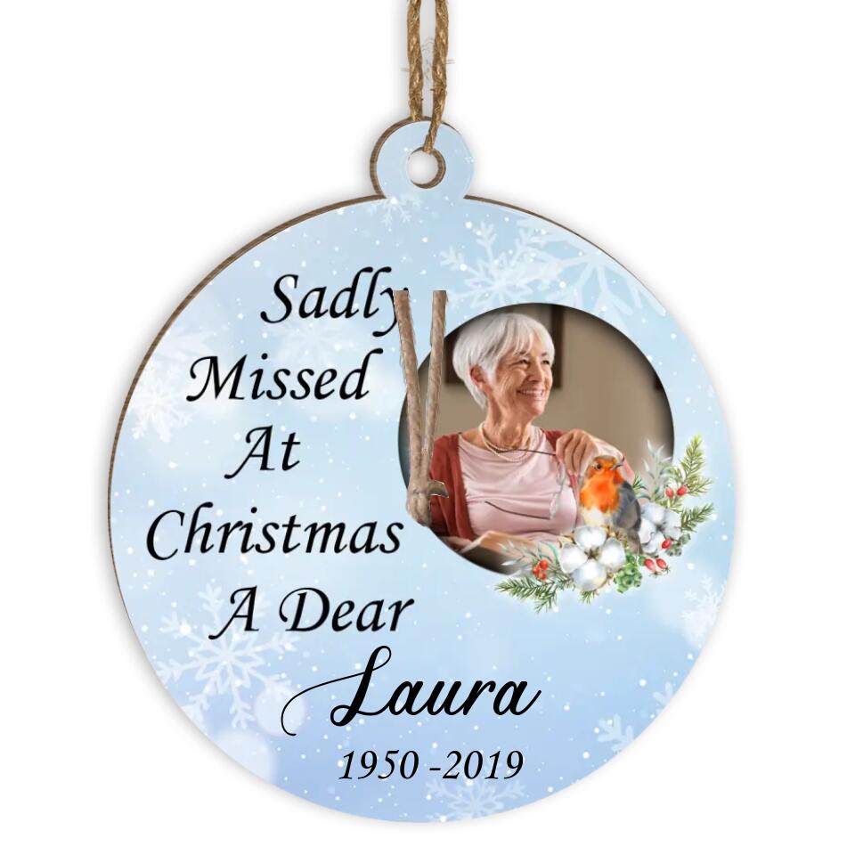 Robin 'Missed At Christmas', Sadly  Missed  At Christmas A Dear, Personalized Ornament