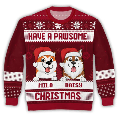 Have A Pawsome Christmas - Personalized Wool Sweater, Gift For Dog Lover, Wool Sweater All-Over-Print