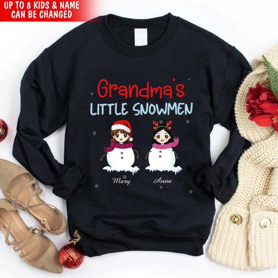 Grandma's Little Snowmen - Personalized T-shirt, Grandkids Name t-shirt, Grandma Sweatshirt, Gift For Grandma