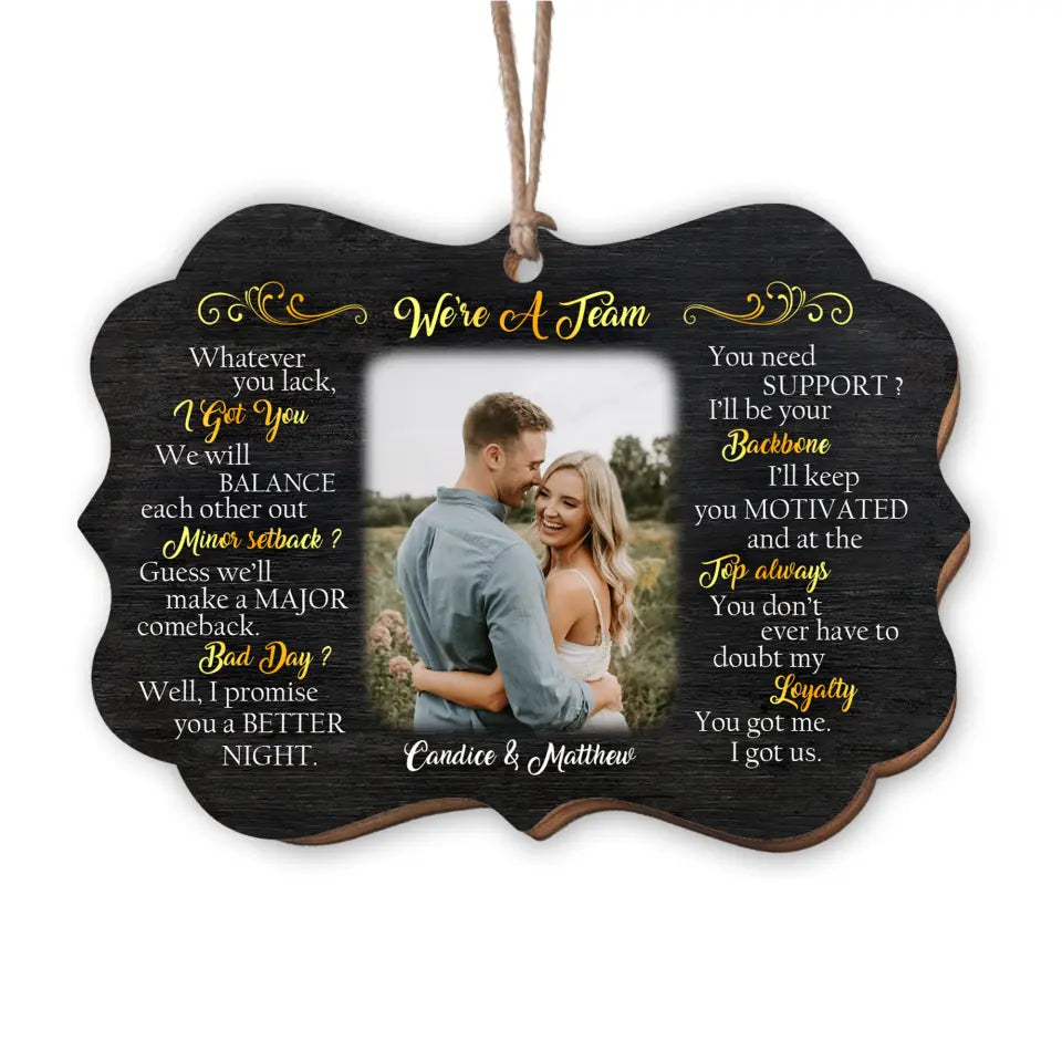 Personalized Couple Ornament - Christmas Decoration - Personalized Love Wooden Ornament - We&#39;re A Team Wooden Ornament