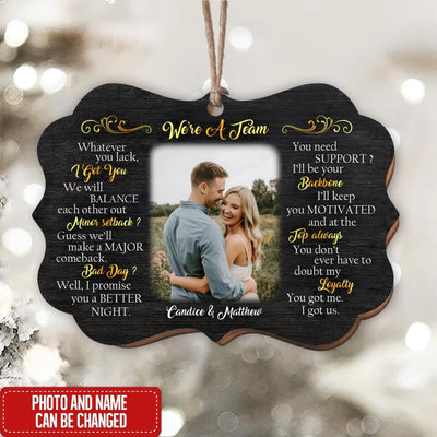 Personalized Couple Ornament - Christmas Decoration - Personalized Love Wooden Ornament - We're A Team Wooden Ornament