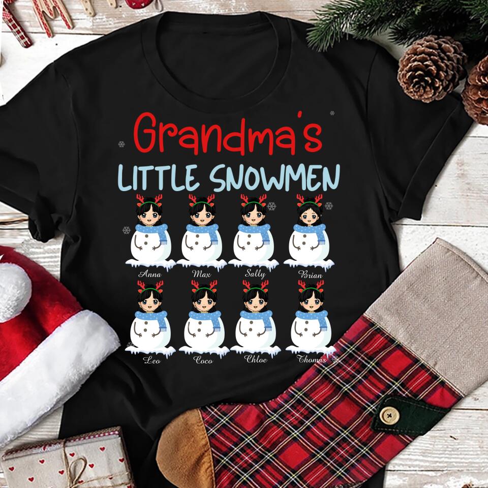 Grandma's Little Snowmen - Personalized T-shirt, Grandkids Name t-shirt, Grandma Sweatshirt, Gift For Grandma