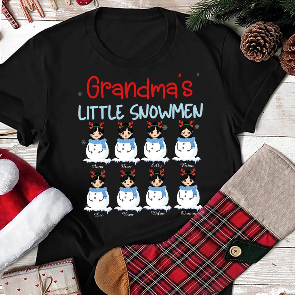 Grandma's Little Snowmen - Personalized T-shirt, Grandkids Name t-shirt, Grandma Sweatshirt, Gift For Grandma