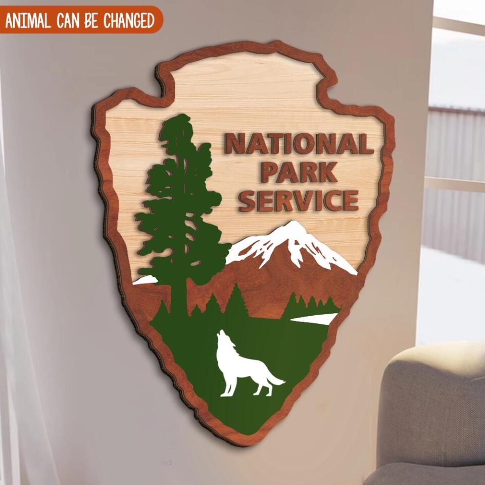 NPS Arrowhead, National Park Symbol - Personalized 2 Layer Sign, Adventure Gift