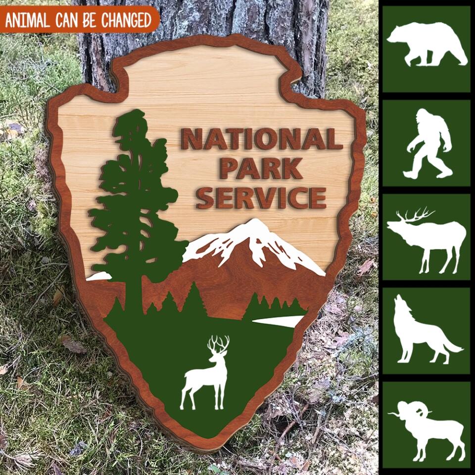 NPS Arrowhead, National Park Symbol - Personalized 2 Layer Sign, Adventure Gift