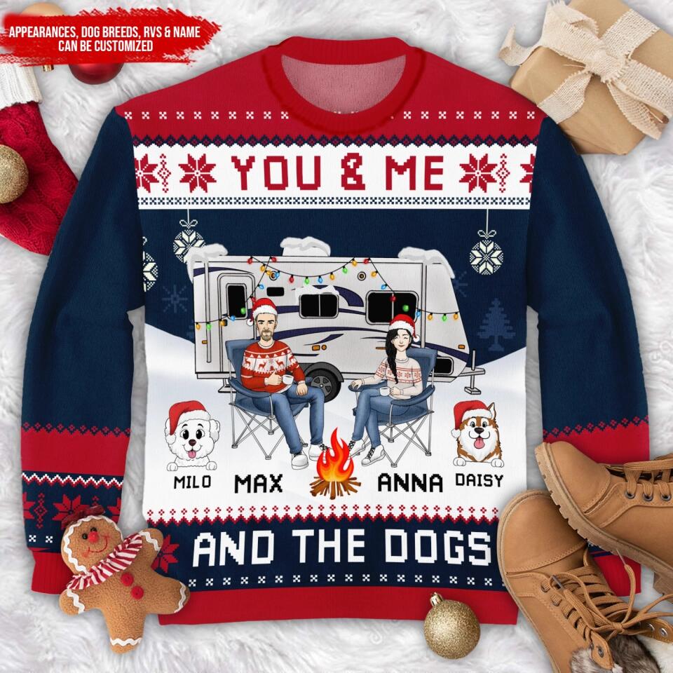 You & Me And The Dog - Personalized Wool Sweater, Gift For Couple And Pet