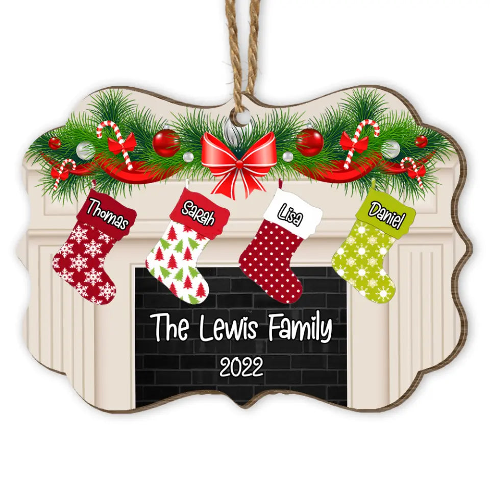 Christmas Stockings Hanging - Personalized Custom Benelux Shaped Wood Christmas Ornament, Family Ornament