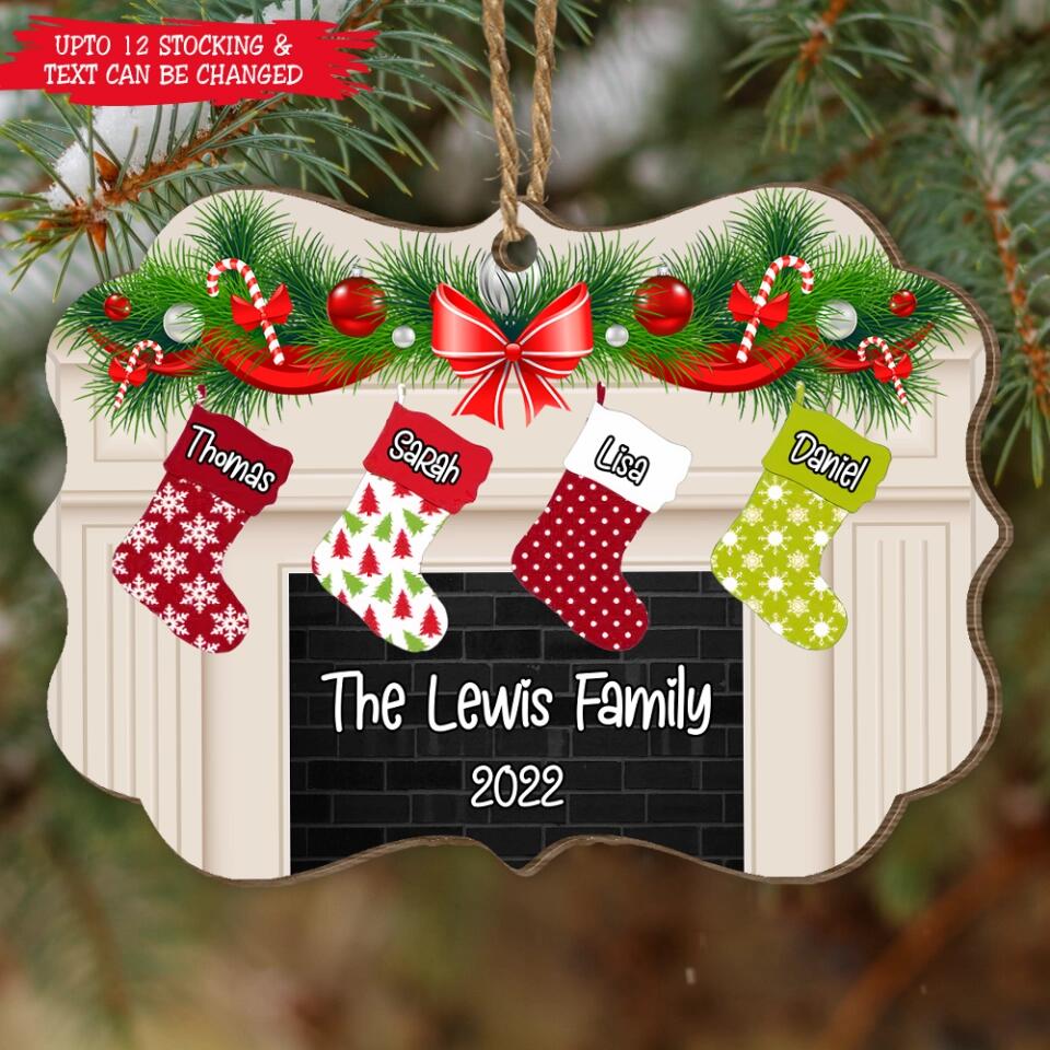 Christmas Stockings Hanging - Personalized Custom Benelux Shaped Wood Christmas Ornament, Family Ornament