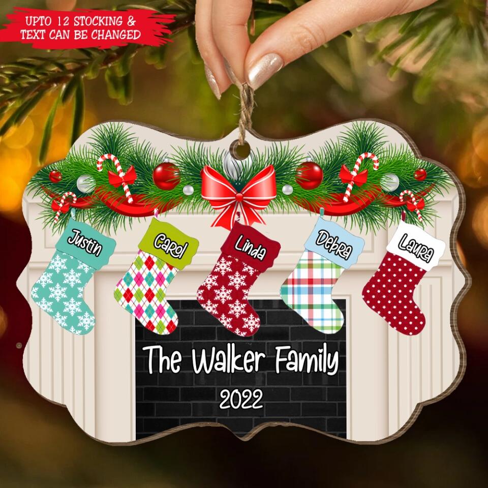 Christmas Stockings Hanging - Personalized Custom Benelux Shaped Wood Christmas Ornament, Family Ornament