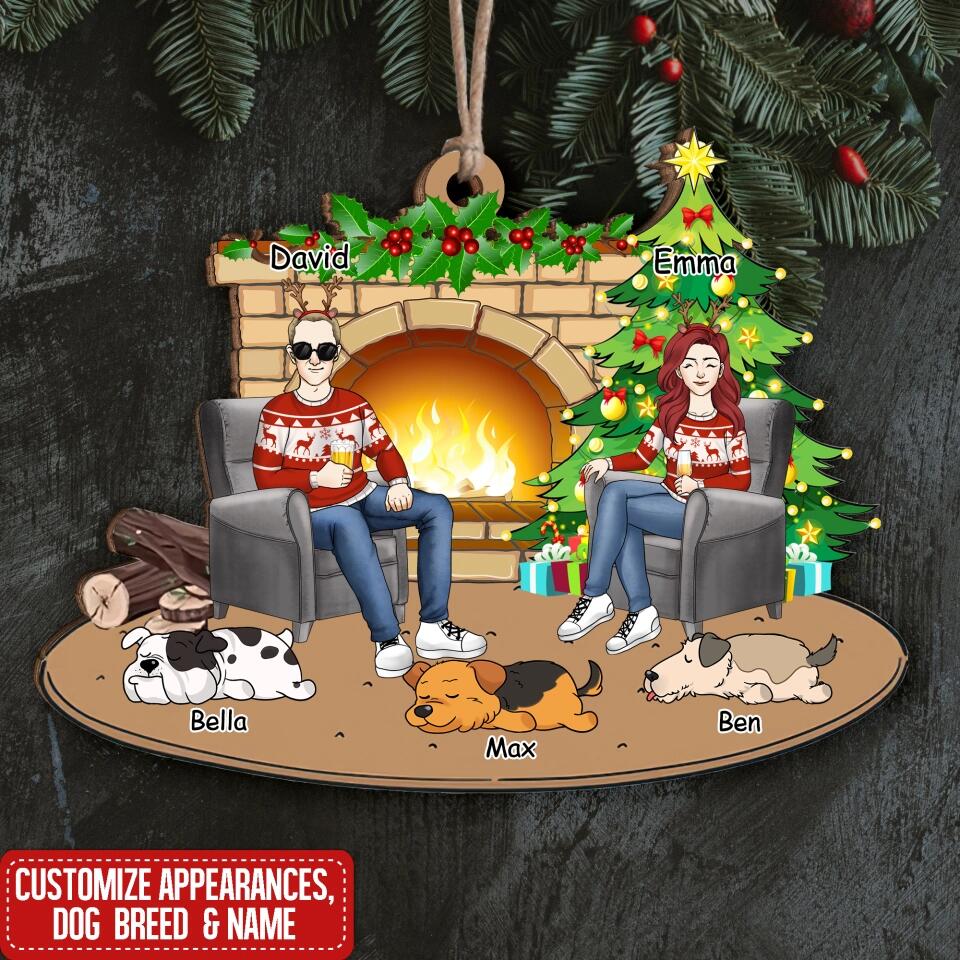 Doll Couple And Dogs Cats Personalized Christmas Ornament, Gift For Pet Lover