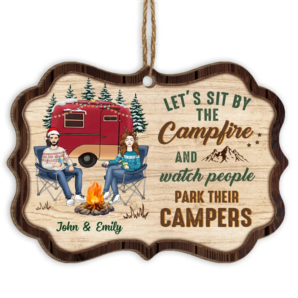 Campers Wooden Ornament - Personalized Camping Ornament - Gift For Camping Couples - Personalized Custom Benelux Shaped Wood Christmas Ornament