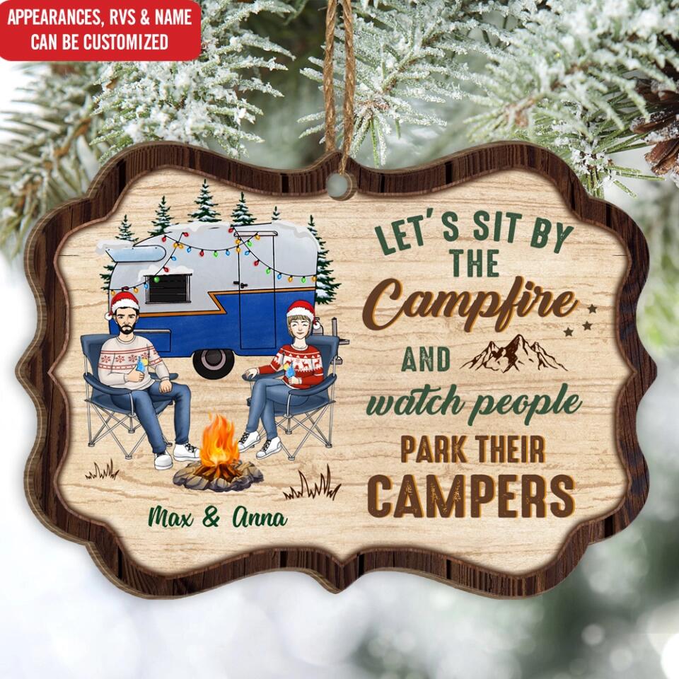 Campers Wooden Ornament - Personalized Camping Ornament - Gift For Camping Couples - Personalized Custom Benelux Shaped Wood Christmas Ornament