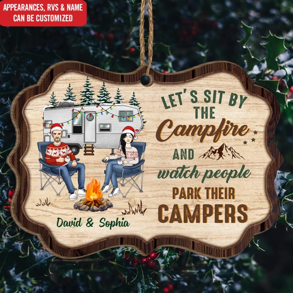 Campers Wooden Ornament - Personalized Camping Ornament - Gift For Camping Couples - Personalized Custom Benelux Shaped Wood Christmas Ornament