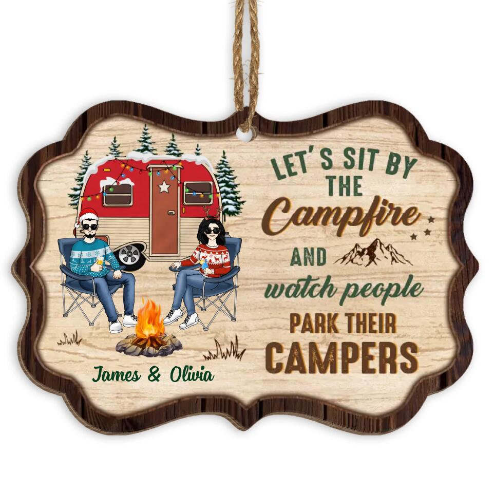 Campers Wooden Ornament - Personalized Camping Ornament - Gift For Camping Couples - Personalized Custom Benelux Shaped Wood Christmas Ornament