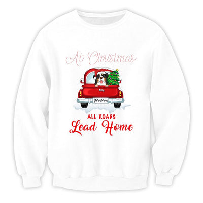 Christmas All Roads Lead Home - Personalized T-Shirt, Gift For Dog Lover