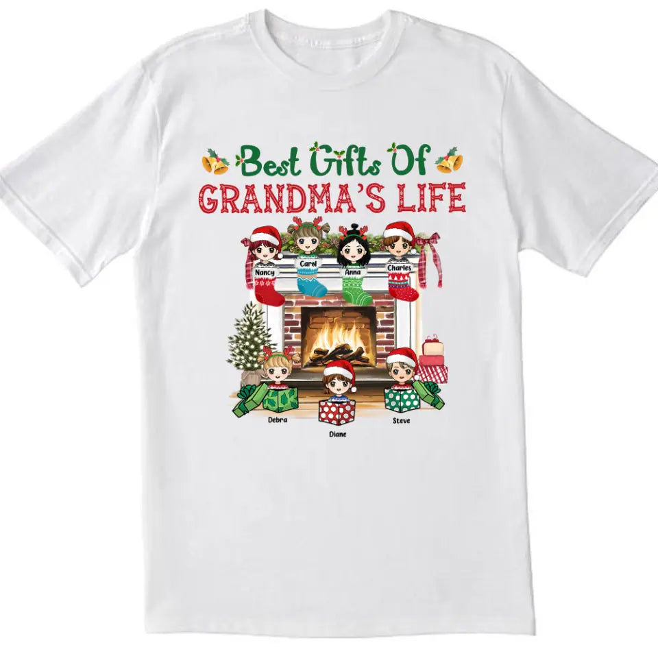 Best Gifts Of Grandma's Life Christmas Shirt, Funny Grandma Nana Mimi Christmas Shirt, Custom Nana With Grandkids Name Shirt