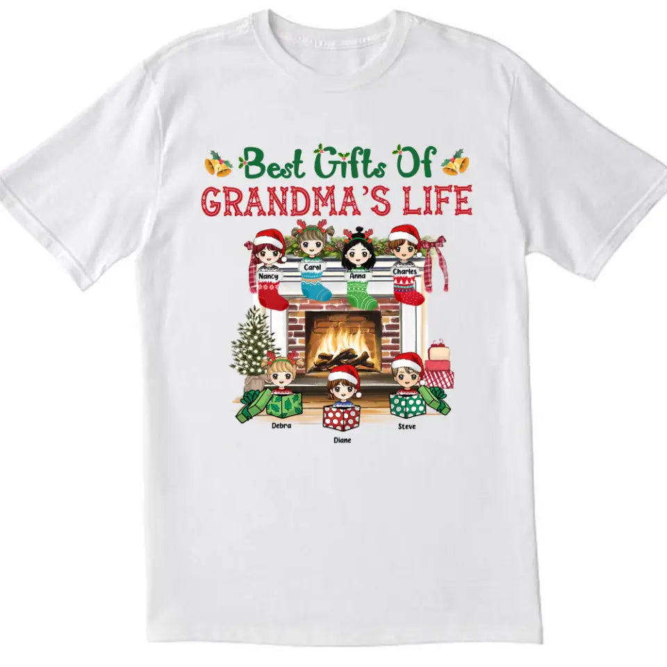 Best Gifts Of Grandma&#39;s Life Christmas Shirt, Funny Grandma Nana Mimi Christmas Shirt, Custom Nana With Grandkids Name Shirt