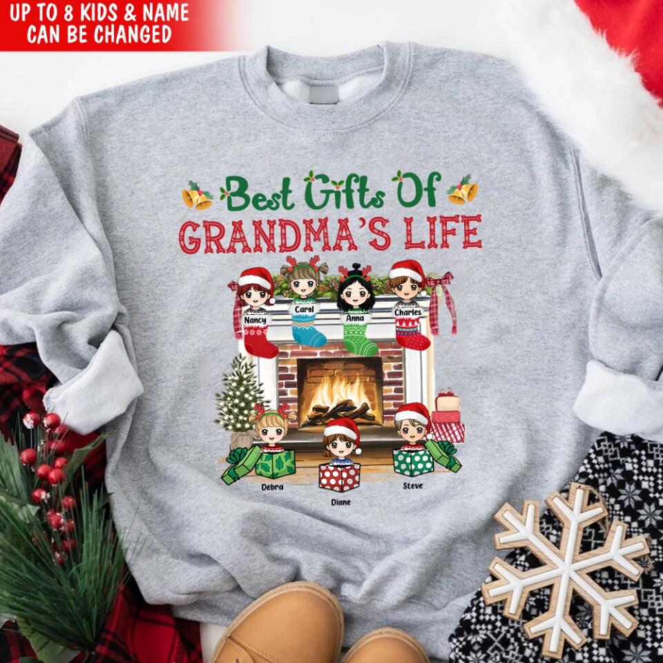 Best Gifts Of Grandma's Life Christmas Shirt, Funny Grandma Nana Mimi Christmas Shirt, Custom Nana With Grandkids Name Shirt