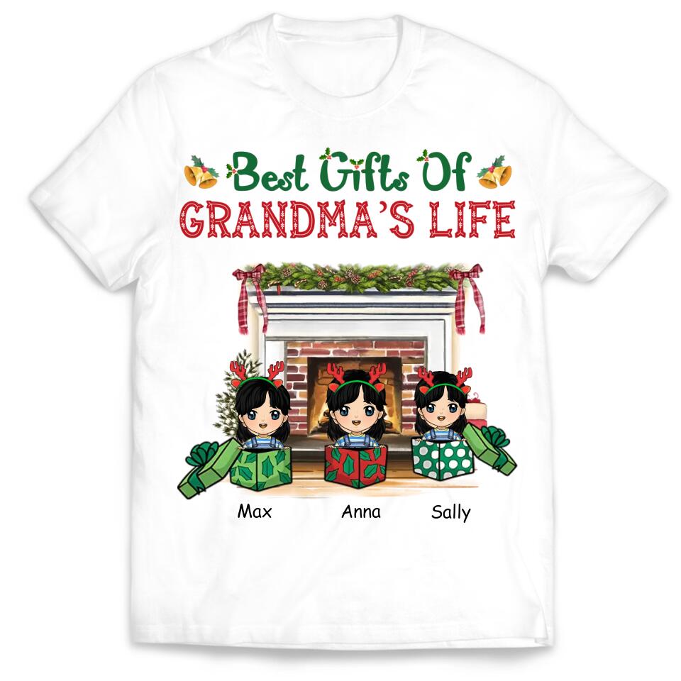 Best Gifts Of Grandma's Life Christmas Shirt, Funny Grandma Nana Mimi Christmas Shirt, Custom Nana With Grandkids Name Shirt