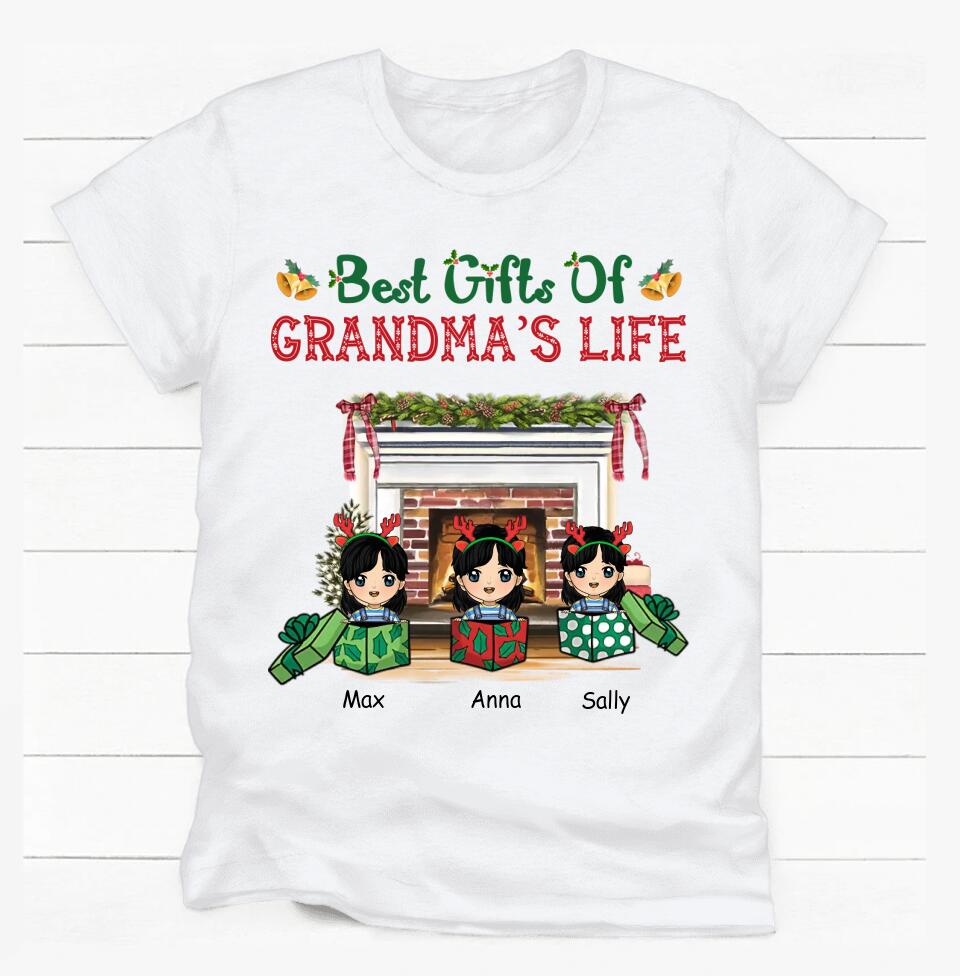 Best Gifts Of Grandma's Life Christmas Shirt, Funny Grandma Nana Mimi Christmas Shirt, Custom Nana With Grandkids Name Shirt