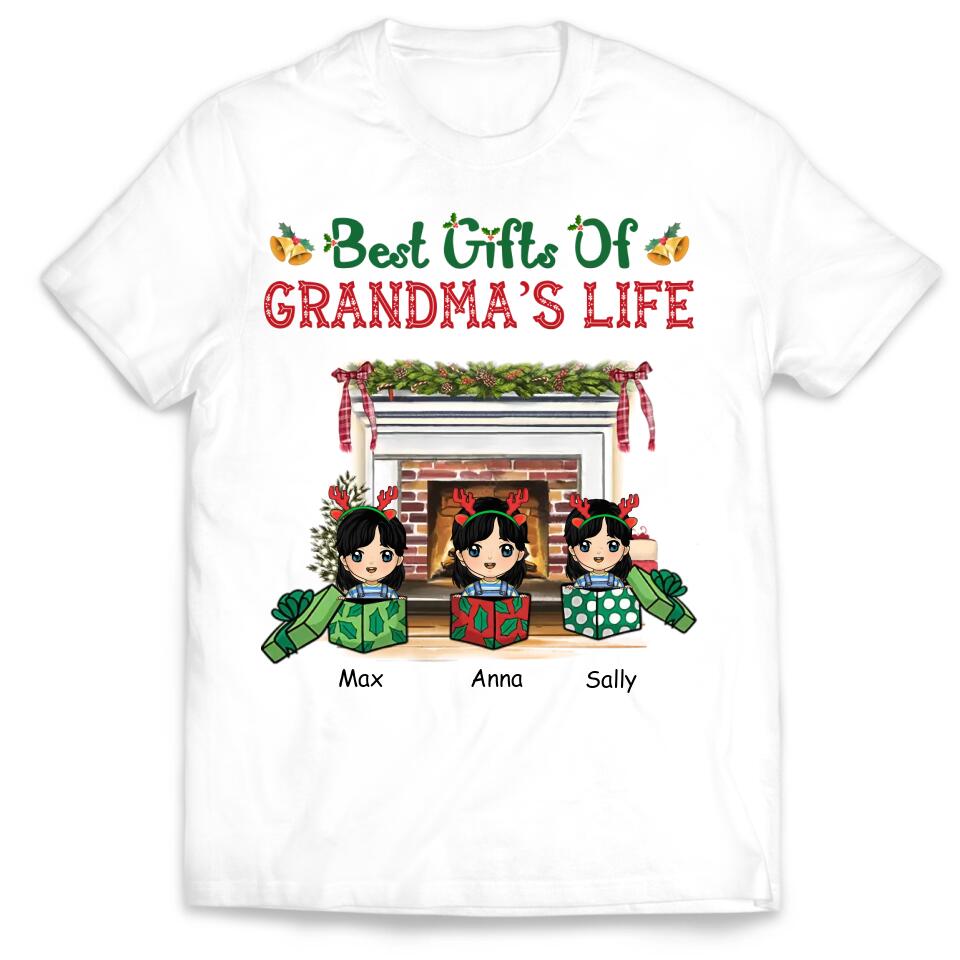 Best Gifts Of Grandma's Life Christmas Shirt, Funny Grandma Nana Mimi Christmas Shirt, Custom Nana With Grandkids Name Shirt