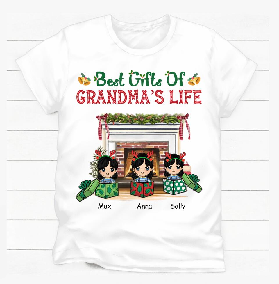 Best Gifts Of Grandma's Life Christmas Shirt, Funny Grandma Nana Mimi Christmas Shirt, Custom Nana With Grandkids Name Shirt