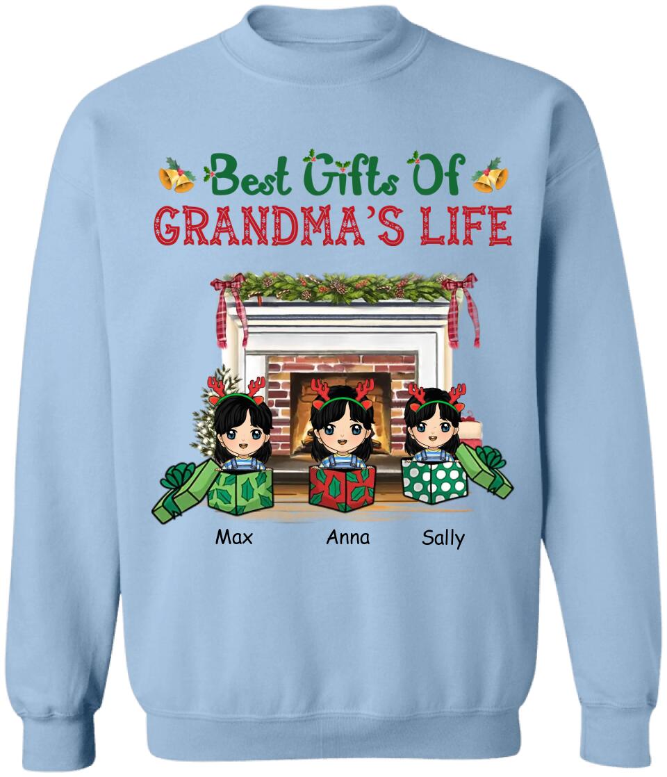 Best Gifts Of Grandma's Life Christmas Shirt, Funny Grandma Nana Mimi Christmas Shirt, Custom Nana With Grandkids Name Shirt