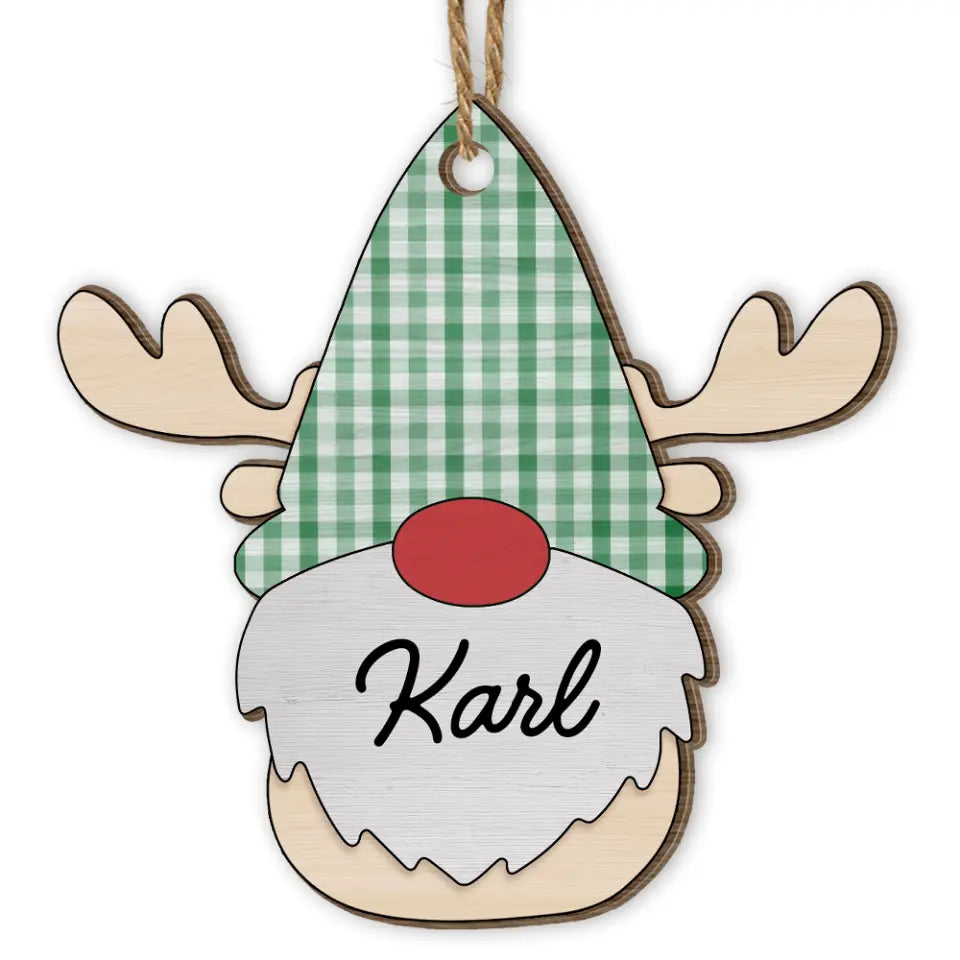 Reindeer Gnome Christmas - Personalized Wooden Ornament, Christmas Ornament For Family