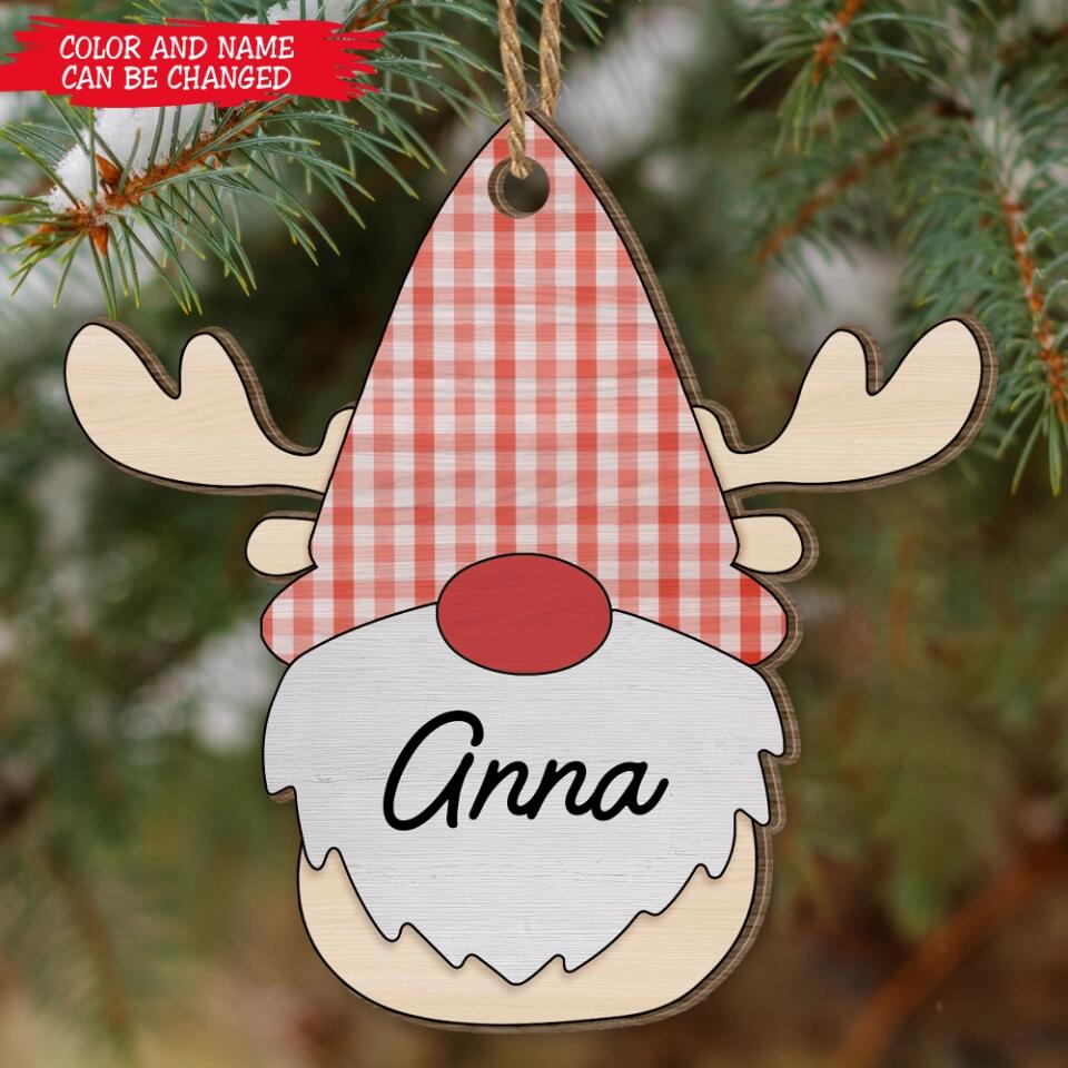 Reindeer Gnome Christmas - Personalized Wooden Ornament, Christmas Ornament For Family