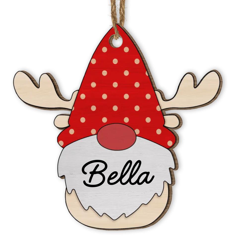 Reindeer Gnome Christmas - Personalized Wooden Ornament, Christmas Ornament For Family