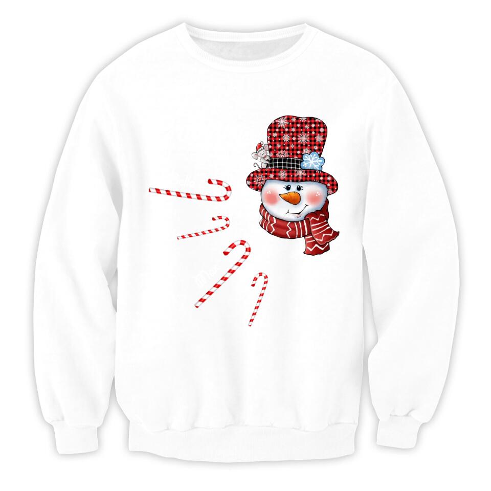 Personalized Nana Snowman Candy Cane Shirt With Grandkids Name, Grandma Nana Christmas Shirt, Custom Nana With Grandkids Name Shirt