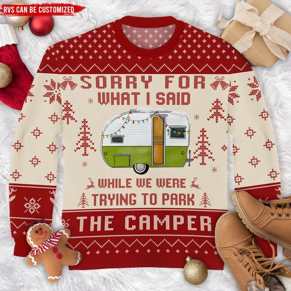 Sorry For What I Said - Personalized Wool Sweater, Christmas Gift For Camping Lovers