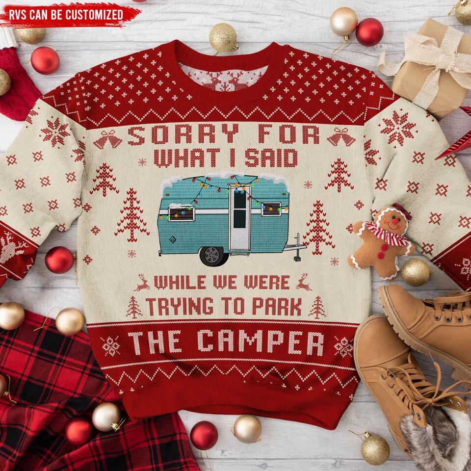 Sorry For What I Said - Personalized Wool Sweater, Christmas Gift For Camping Lovers