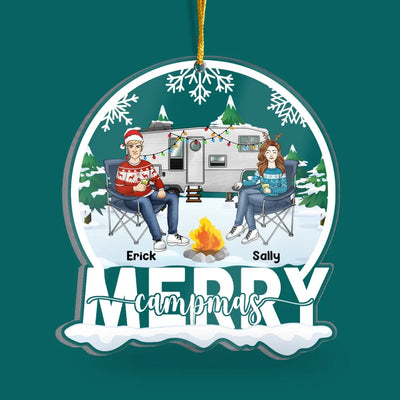 Merry Campmas Acrylic Ornament - Camper Life - Camping Gift - Christmas Decoration - Personalized Christmas Camping Ornament