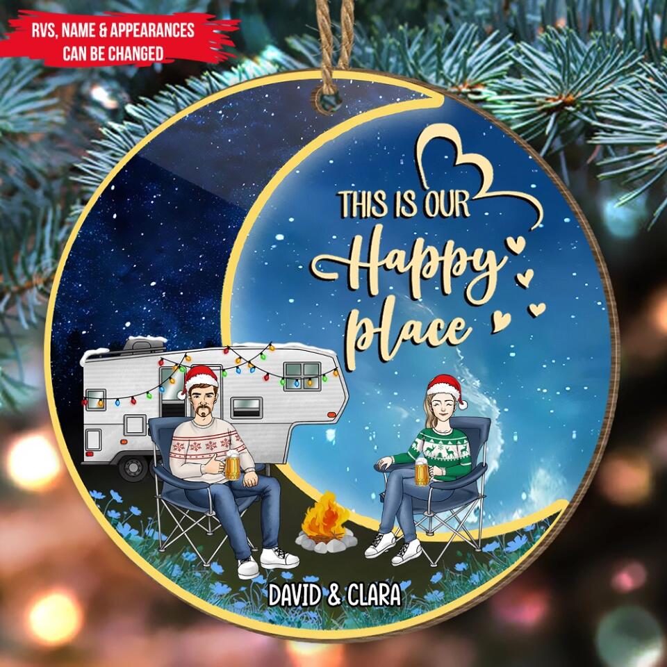 This Is Our Happy Place - Personalized Ornament, Gift For Camping Lover