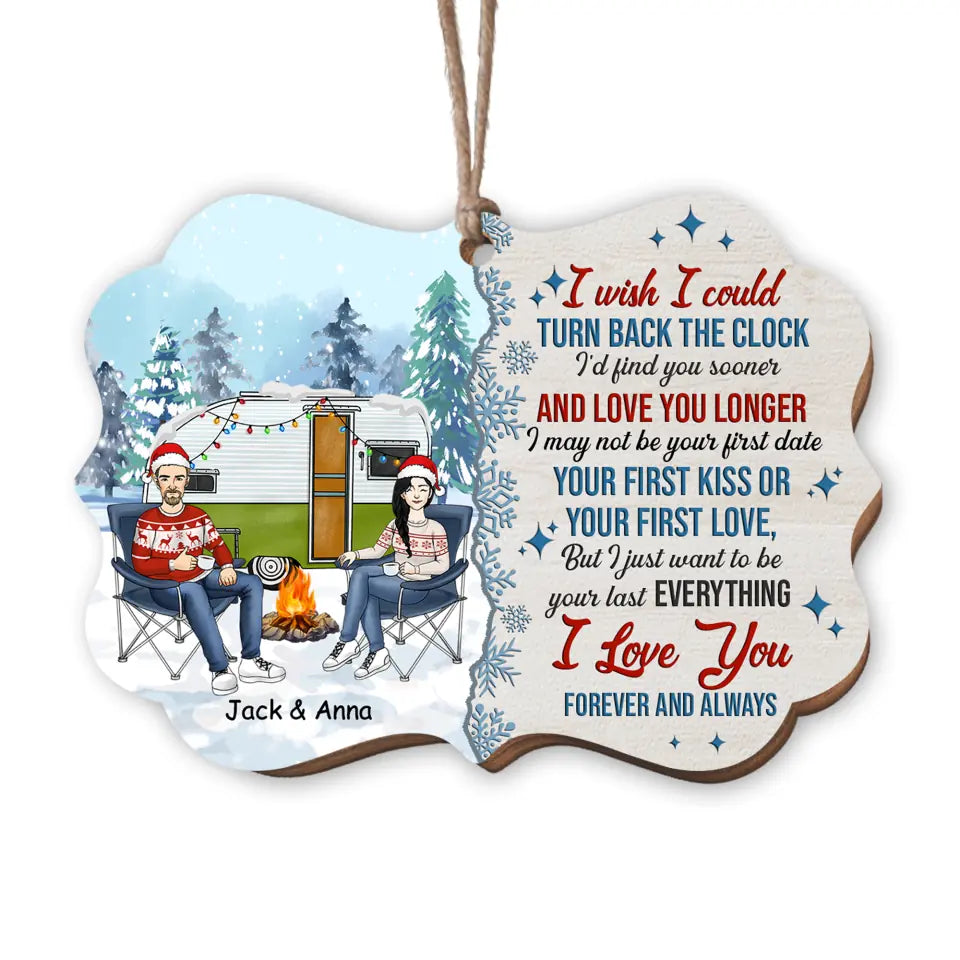 Personalized Wooden Ornament - Christmas Gift For Lover, Family, Couple - Personalized Camping Couple Ornament