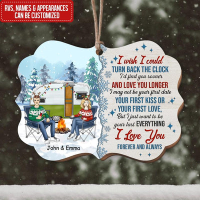 Personalized Wooden Ornament - Christmas Gift For Lover, Family, Couple - Personalized Camping Couple Ornament