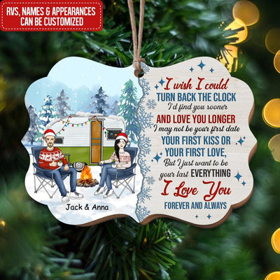 Personalized Wooden Ornament - Christmas Gift For Lover, Family, Couple - Personalized Camping Couple Ornament