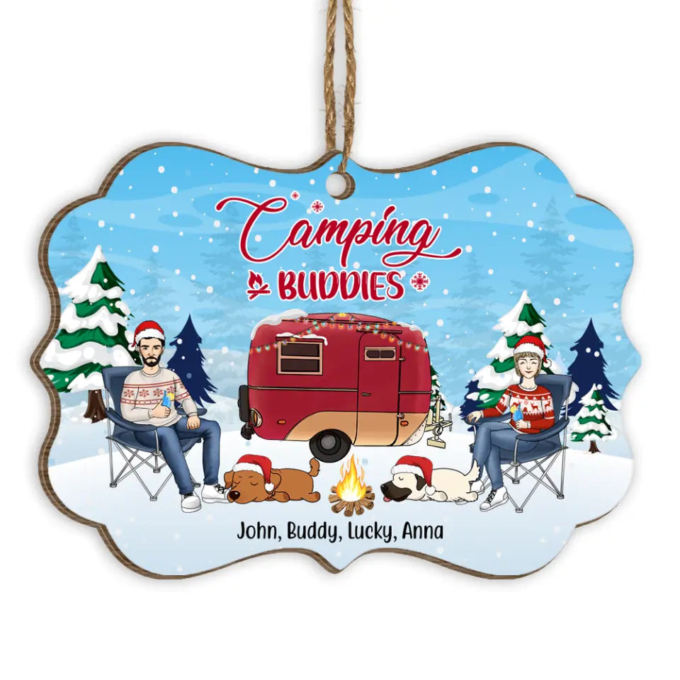 Personalized Ornament,, Camping Buddies, Camping Couple With Dogs, Christmas Gift For Camping Lovers, Dog Lovers