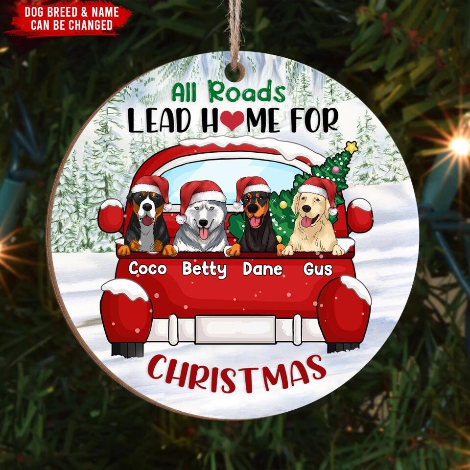 All Roads lead home for Christmas - Personalized Ornament, Gift For Dog Lover