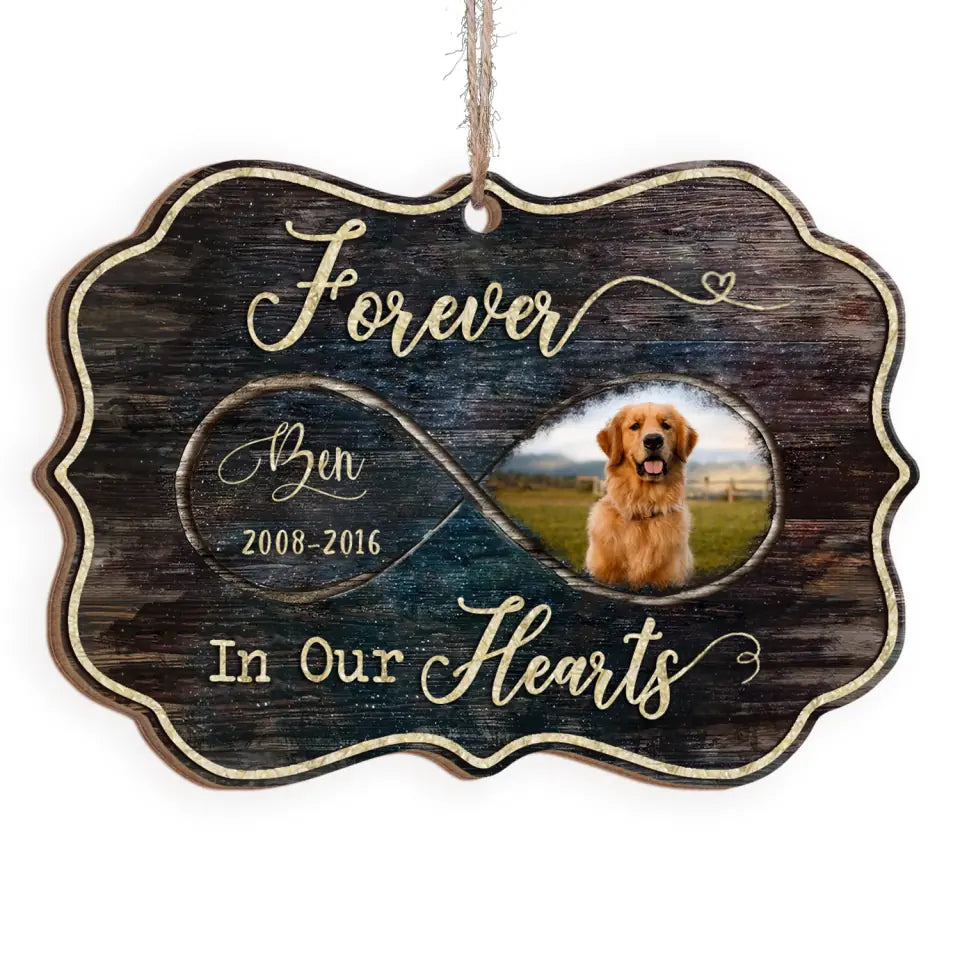 Forever In Our Hearts, Memorial Ornament Christmas - Personalized Ornament, Gift For Dog Lover